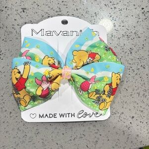 Mavanion Kids Hair Bow - Blue with Winnie the Pooh Design
